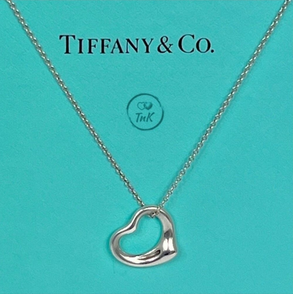 Tiffany & Co. Necklace Elsa Peretti Large Open Heart Pendant 27mm on a 16" Chain